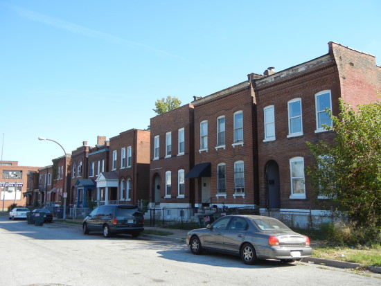 Vernacular residential architecture lining Leffingwell Street in the district.