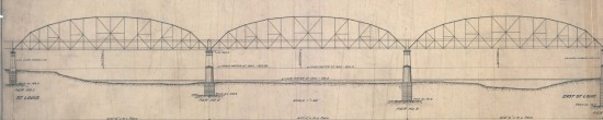 Sectional drawing of the "Muncipal Free Bridge" by Boller & Hodge, 19xx.